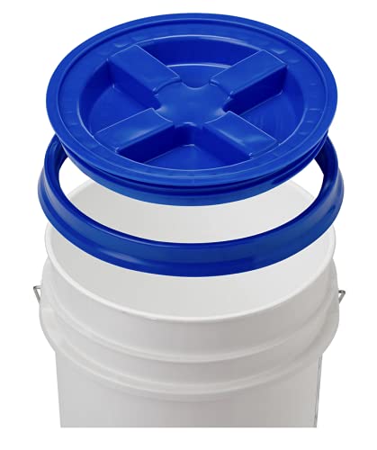 6 Gallon Food Grade BPA Free Made in USA Bucket Pail with Blue Airtight Double Gasket Screw on Lid (Pack of 2)