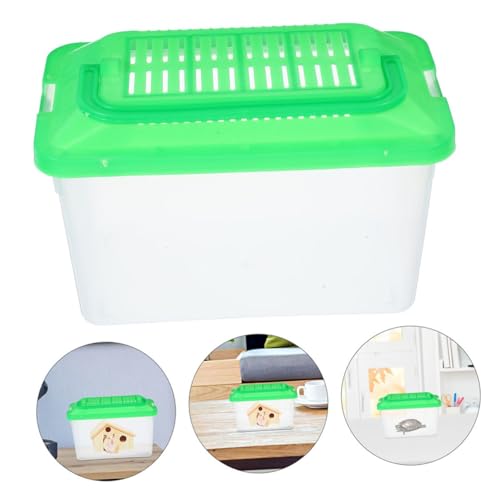 2pcs Portable Mini Fish Tank and Plastic Turtle Carrier with Handle, Medium Pet Transport Box for Small Reptiles, Betta Fish, and Hamsters