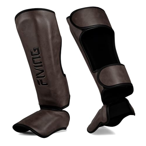 Retro Style Muay Thai Shin Guards,for Men Women - color: Dark Brown, size: Large