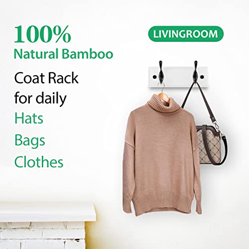 Heavy Duty Wooden Coat Rack, Wall-Mounted, Black Hook White Board, 9 Inch - color: WhiteBlack, size: 2 Hooks