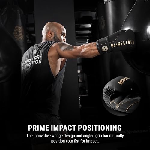 Hayabusa Mayweather Champ Boxing Gloves for Men and Women - color: Black/Gold, size: 14oz