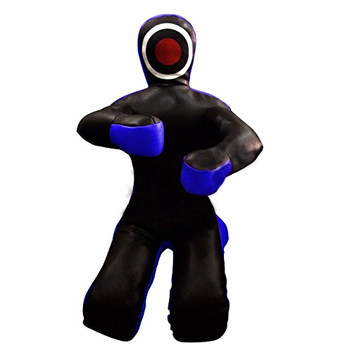 LEATHERAY MMA Jiu Jitsu Grappling Dummy Judo Punching Bag,Brazilian Jiu Jitsu Dummy,Wrestling Grappling BJJ Dummy Black Synthetic Leather - 48 inches-Unfilled