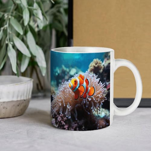 Changing Magic Coffee Mug Heat Sensitive Porcelain Tea Cup Morphing Mugs Clown Fish Printed Color Changing Coffee Mug Heat Activated