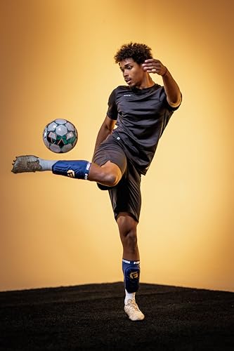 G-Form V2 Shin Guards NOCSAE, Adult - color: Navy/Gold, size: Medium