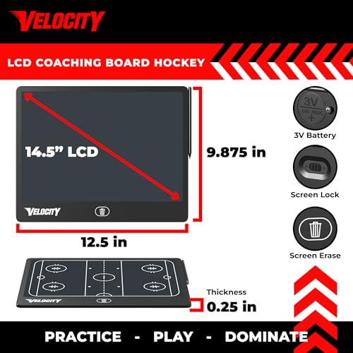 Velocity - Men's Lacrosse LCD Coaching Board - Black - style: Men's Lacrosse