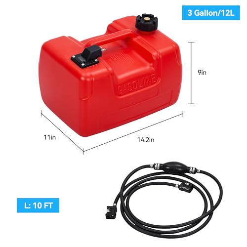 3 Gallon Marine Tank, 12 L Portable Marine Tank, Boat Marine Transfer Tank with Hose, I-Shaped Handle