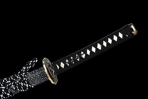 JIHPEN sword - Katana Sword with Scabbard - color: Black-Damascus