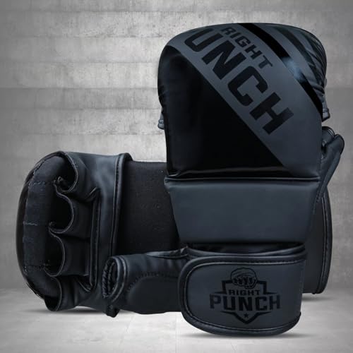 Hybrid MMA Sparring Gloves for Grappling, Kickboxing, and Open Palm Martial Arts - color: Black, size: Medium