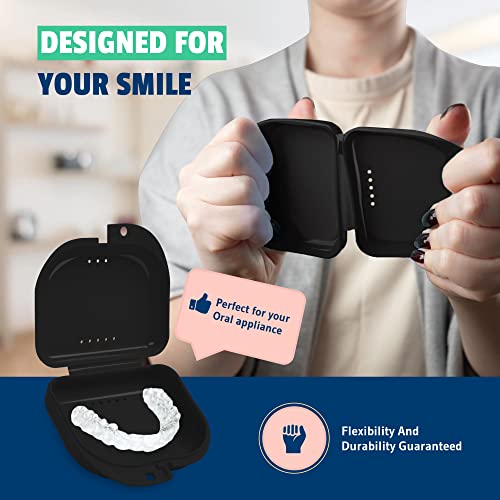 Retainer Case 2 Pack, Vented Mouth Guard & Aligner Case Holder - color: Black, size: Pack of 2