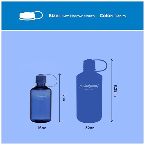 Nalgene 16 oz Narrow Mouth Water Bottle, Denim - color: Denim, size: 16 Ounces
