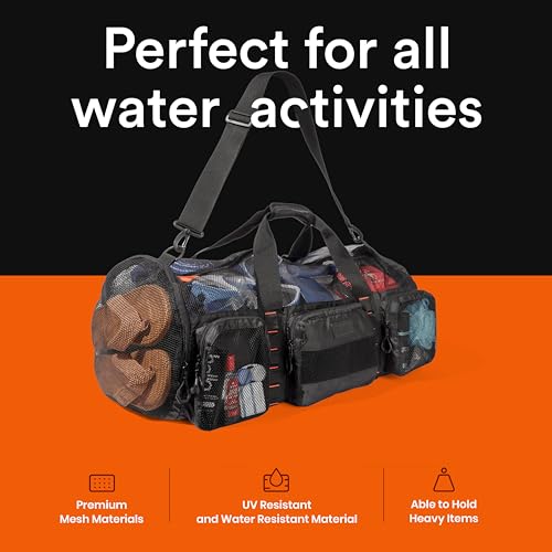 Fitdom 90L 29" Large Mesh Duffle Bag for Scuba, Snorkeling & Water Sports