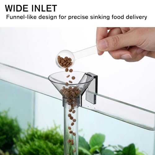 Shrimp Feeding Dish Acrylic Aquarium Fish Feeder Tube Kit Adjustable Shrimp Feeding Tube with Cleaning Brush and Floating Feed Ring Shrimps Tank Accessories for Fish Tank Aquarium (Clear)