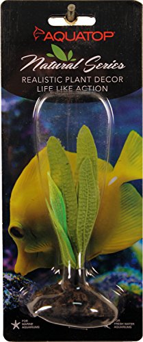 Aquatop 4.5-Inch Madagascar Lace Green Silicone Aquarium Plant with Weighted Base – Safe for Fresh & Saltwater, Fish Tank Decorations, Vibrant Plant Accessories, Moves with Water Current, SD-0645