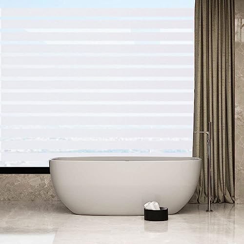 2/4 Stripe Frosted Window Film, Privacy Glass Window Sticker, Vinyl Decorative Window Decals, UV Protection Static Clings No-Glue Removable Window Film for Home Office Meeting Room(23.6 x 157.4 inch)