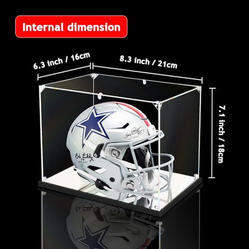 KOLIPI Mini Football Helmet Display Case, Acrylic Box 8.3x6.3x7.1 in - size: 8.3x6.3x7.1 inches