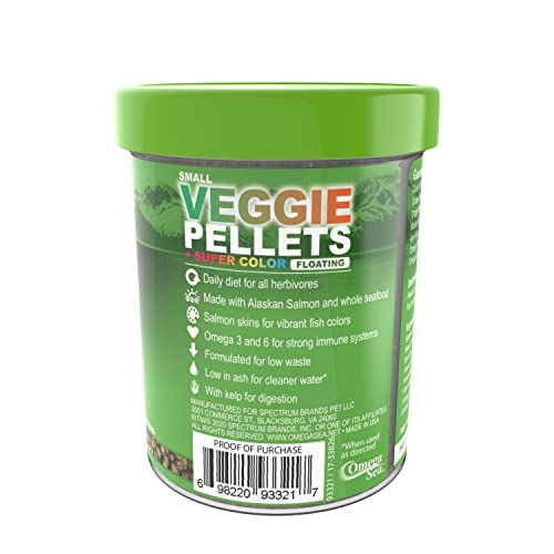 Omega One Super Color Veggie Kelp 3mm Floating Pellets, 3.5 oz Container