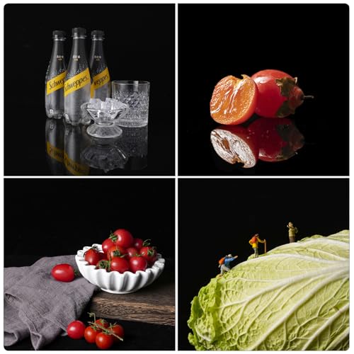 Product Photography Backdrop Kit, Reflective Black Acrylic Sheet & Light-Absorbing Flocked Backdrop Board, Tabletop Photo Background for Figurines, Jewelry and Cosmetics, 16x11.5in, MDAOCRY
