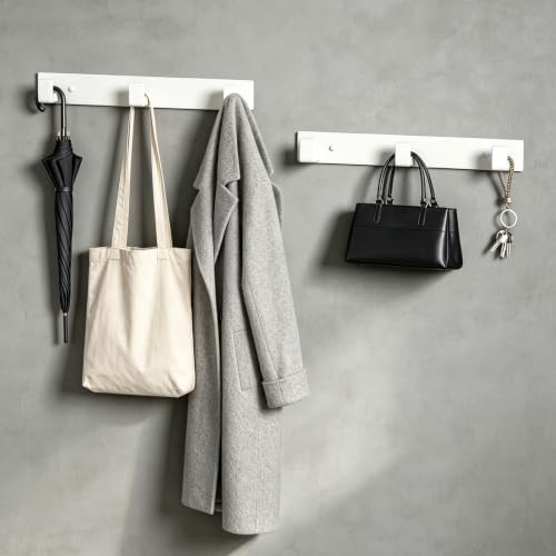 PMMASTO Stainless Steel Wall Coat Rack, White- 3 Hooks, 1 Pack, L Shape - color: White, size: 3 "L" Hooks, 1PACK