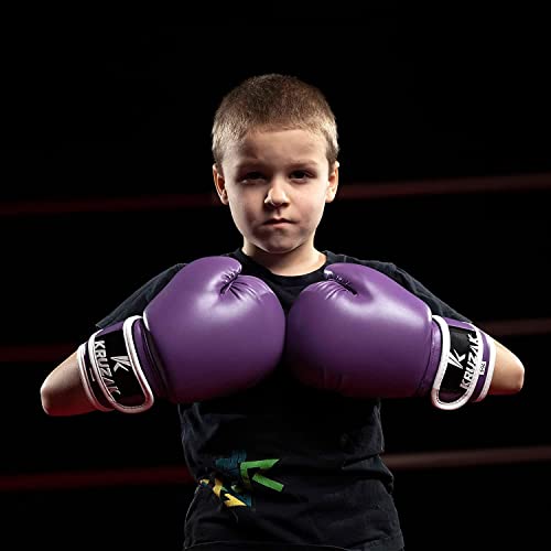 Kruzak Boxing Gloves for Kids 5-10 Years Training, Sparring, Kickboxing, Muay Thai, Martial Arts & MMA Fighting - Boys & Girls Punch Bag Mitts Training - color: Purple, size: 4 oz