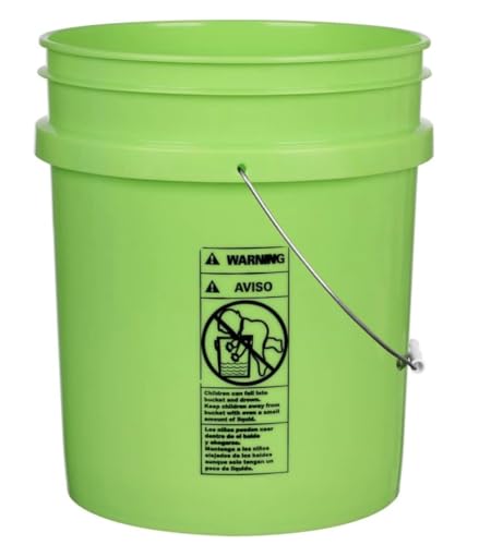5 Gallon Premium HPDE Plastic Bucket - Made in USA Food Grade Storage Container, BPA Free All Purpose Pail (5, Lime) - color: Lime