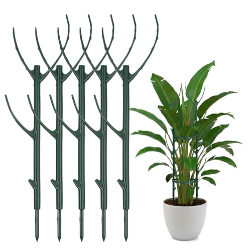 5 Pack Monstera Plants Support Stackable Plant Support Stakes Pothos Climber Supports Vine Plant Sticks Stakes with Plants Clips Ties for Indoor Outdoor Vine Orchid Perfect Moss Pole Replacement