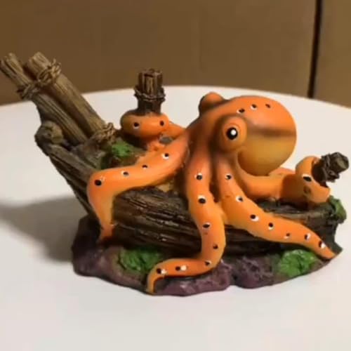 Octopus Aquarium Decoration, Resin Mini Ocean Ornament, Fish Tank Accessory for Home, Office, or Desk Aquarium Display