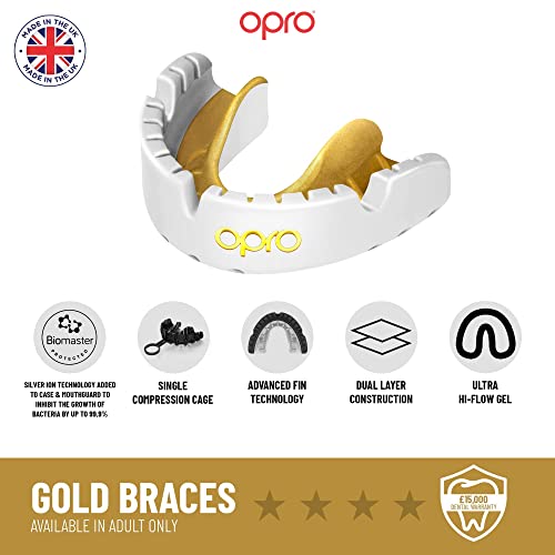 OPRO Gold Level Moldable Mouth Guard for Braces, Premium Fit (Age 10+) - color: Dark Blue/Pearl