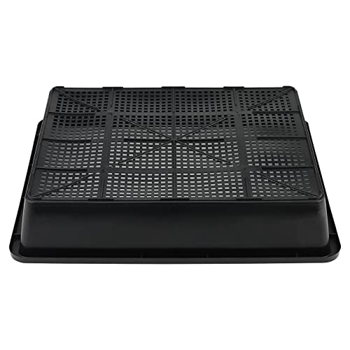 14 Pack 15 x 12 Inch Seed Starter Trays, Plastic Garden Mesh Bottom Plant Germination Trays, Black Growing Tray for Seedling, Microgreen, Soil Blocks, Wheatgrass, Hydroponic and Fodder Systems