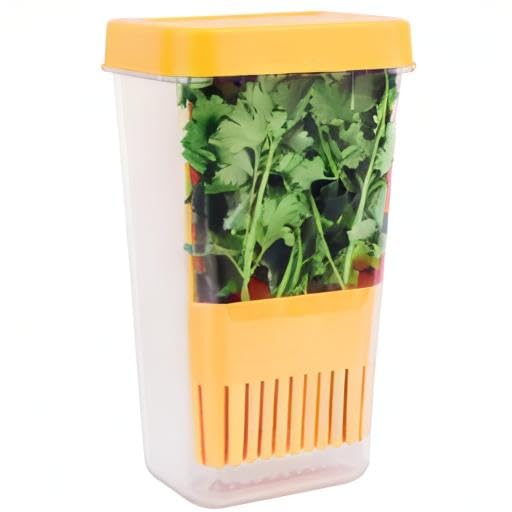 Fresh Herb Keeper for Refrigerator, Clear BPA-Free Herb Saver, Storage Container for Cilantro, Parsley, Thyme, Mint & Asparagus, Preserver Keeps Fresh Herbs for 3 Times Longer, Orange