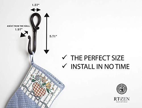 RTZEN Classic Farmhouse Wall Mount Multi-Use Wrought Iron Hook Set (3 Pack) - style: J-Hook Loop