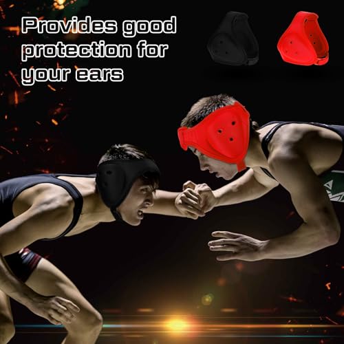 Jerify 2 Pcs Wrestling Headgear for Kid Youth, Black,Red - color: Black,Red
