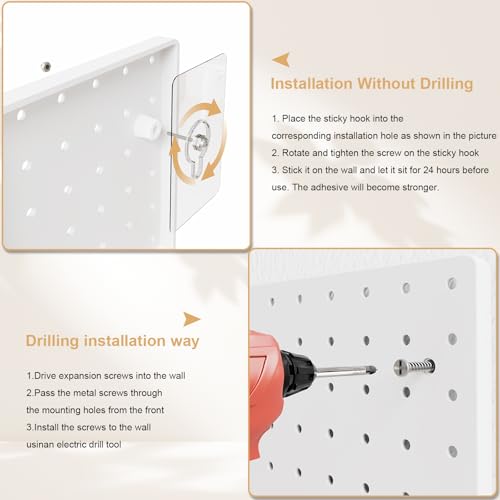 FZK Plastic Pegboard Wall Organizer Kit, 12x12, 4 Pack, White - color: 12inch-White