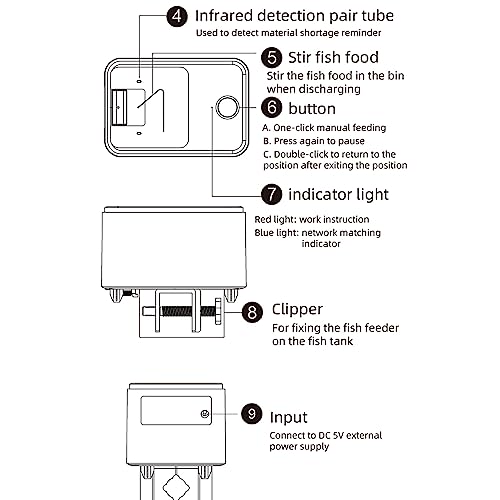 Weytoll Automatic Fish Feeder for Aquarium, WiFi Intelligent Timing Aquarium Goldfish Feeder with 100ML Large Capacity and Mobilephone APP Control Suitable for a Variety of Feed