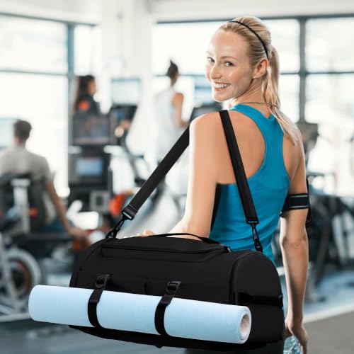 MIYCOO Gym Bag with Shoes Compartment, Duffle Bag, Backpack with Wet Pocket - color: 01#Full Black-Style1