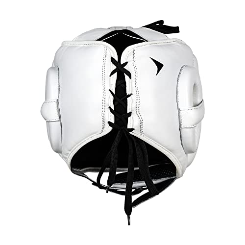 Vali Lancer Leather Face Saver Headgear for Training - color: White, size: Large-X-Large