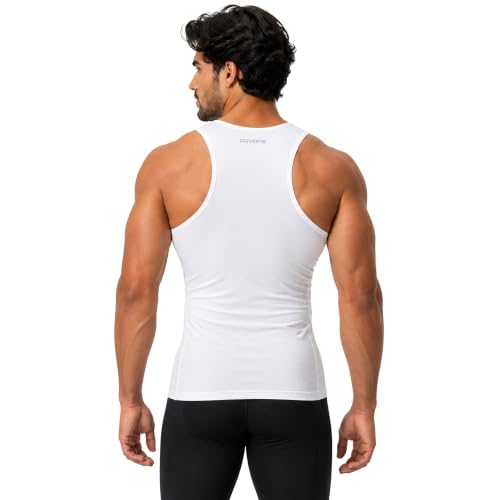 DEVOPS 3 Pack Men's Muscle Dry Fit Compression Tank Top Sleeveless Shirt - color: Black / Black / White, size: XX-Large