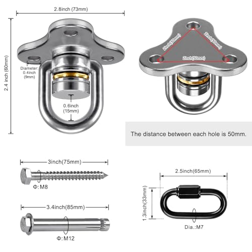 SELEWARE 1 Pack Tire Swing Swivel Hanger with Bearing Heavy Duty Swivel | 360 Degree Rotation Reduces Twisting, Smooth Swinging for Indoor Outdoor Tire and Saucer Swings - color: Bearing Swing Hanger, 1 Pack