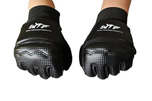 Men Kids Taekwondo Gloves Punch Bag Boxing Martial Arts MMA Sparring Grappling Muay Thai Training PU Leather Wrist Wraps Gloves - color: Black, size: X-Large