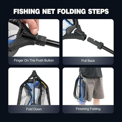 Black Paw Floating Fly Fishing Net, Telescopic Rubber Fishing Net for Trout, Foldable Extendable Fish-Friendly Design for Safe Catch and Release