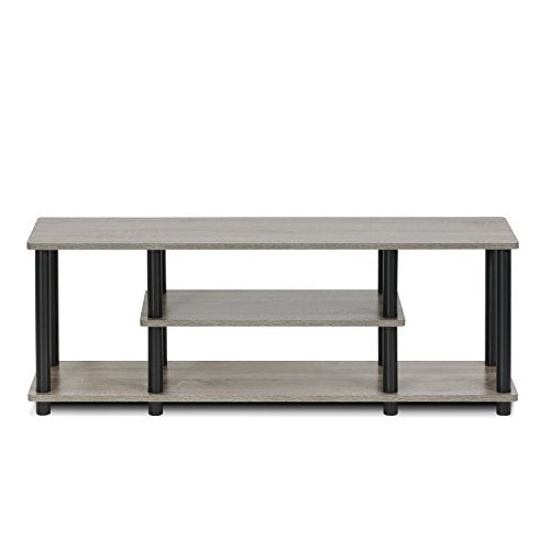 Furinno Turn-N-Tube No Tools 3D 3-Tier Entertainment TV Stand up to 50 inch TV, Round Tubes, French Oak Grey/Black