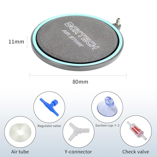 3.2 Inch Air Stone for Aquarium – Quiet High Dissolved Oxygen Diffuser with Control Valve, Nano Bubbles Airstone Kit for Betta, Nano Tank, Shrimp & Freshwater/Saltwater Fish Tanks - size: 3.2 inch