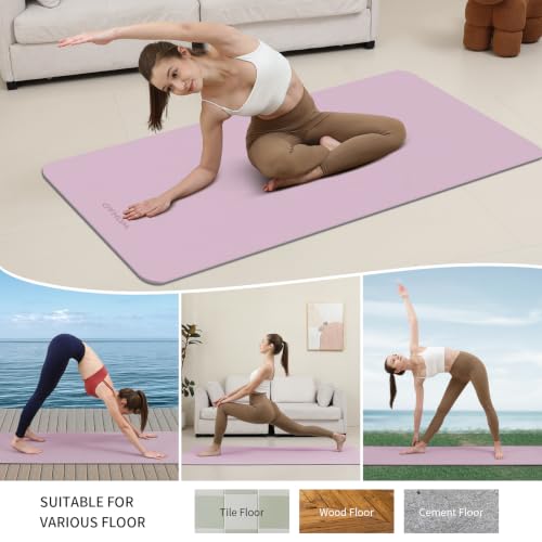 8mm Extra Wide 80cm Yoga Mat Non Slip - color: Taro Purple+Gray