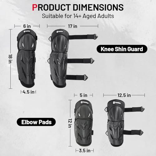 Tanden Motocross Knee Pads Motorcycle Elbow Pads Guards 4Pcs, Motorcycle Knee Guards for Men Leg Protection Armor Motocross Knee and Shin Guards Dirt Bike Crashproof Adult Protective Gear