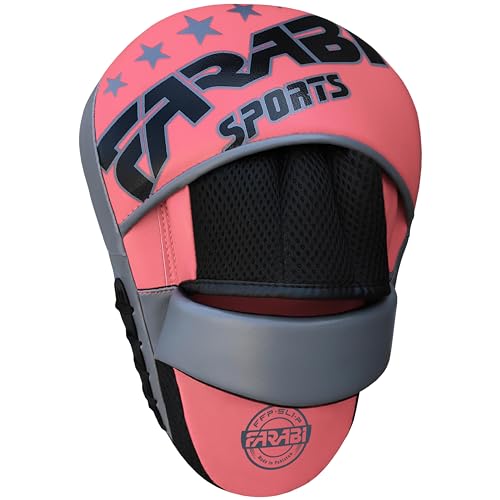 Farabi Curved Focus Mitts - Boxing Mitts for MMA, Sparring Training, Target Punching Mitts and Pads - color: Black-Pink
