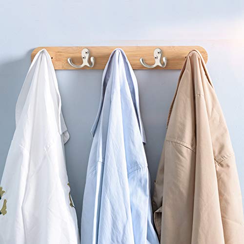 IBosins 20 Pack Silvery Double Prong Coat Hooks Wall Mounted with 40 Screws - color: 20 Pcs Silvery