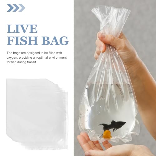 SEWACC 100pcs 20x27cm Aquarium Fish Carrying Bags with Oxygen Filling, Food Grade Sealable Live Fish Transport Packaging for Aquatic Animal Shipping and Hatchery