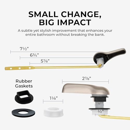 Qualihome Brushed Nickel Finish Front Mount Toilet Handle Replacement Kit, Universal Toilet Tank Flush Lever Fits Most Standard Front-Mount Toilet Tanks - color: Brushed Nickel