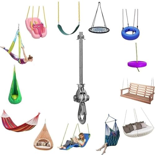 Heavy Duty Swing Hanger 180° with Stainless Steel Swing Hook 800LBS Capacity Playground Swing Seat Hardware Hammock Chair Porch Swing - size: 1 Pack 180°