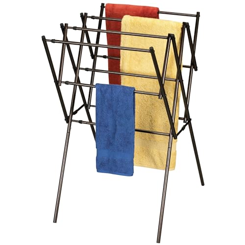 Household Essentials 5175 Collapsible Expandable Metal Clothes Drying Rack, Antique Bronze, STORAGE - color: Bronze