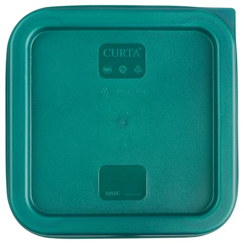 4 Pack Food Storage Container with Green Lid - NSF Commercial Grade in 4.0 Qt - Square, Clear, Polycarbonate